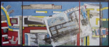 l 85x200 acrilico e collage-tela